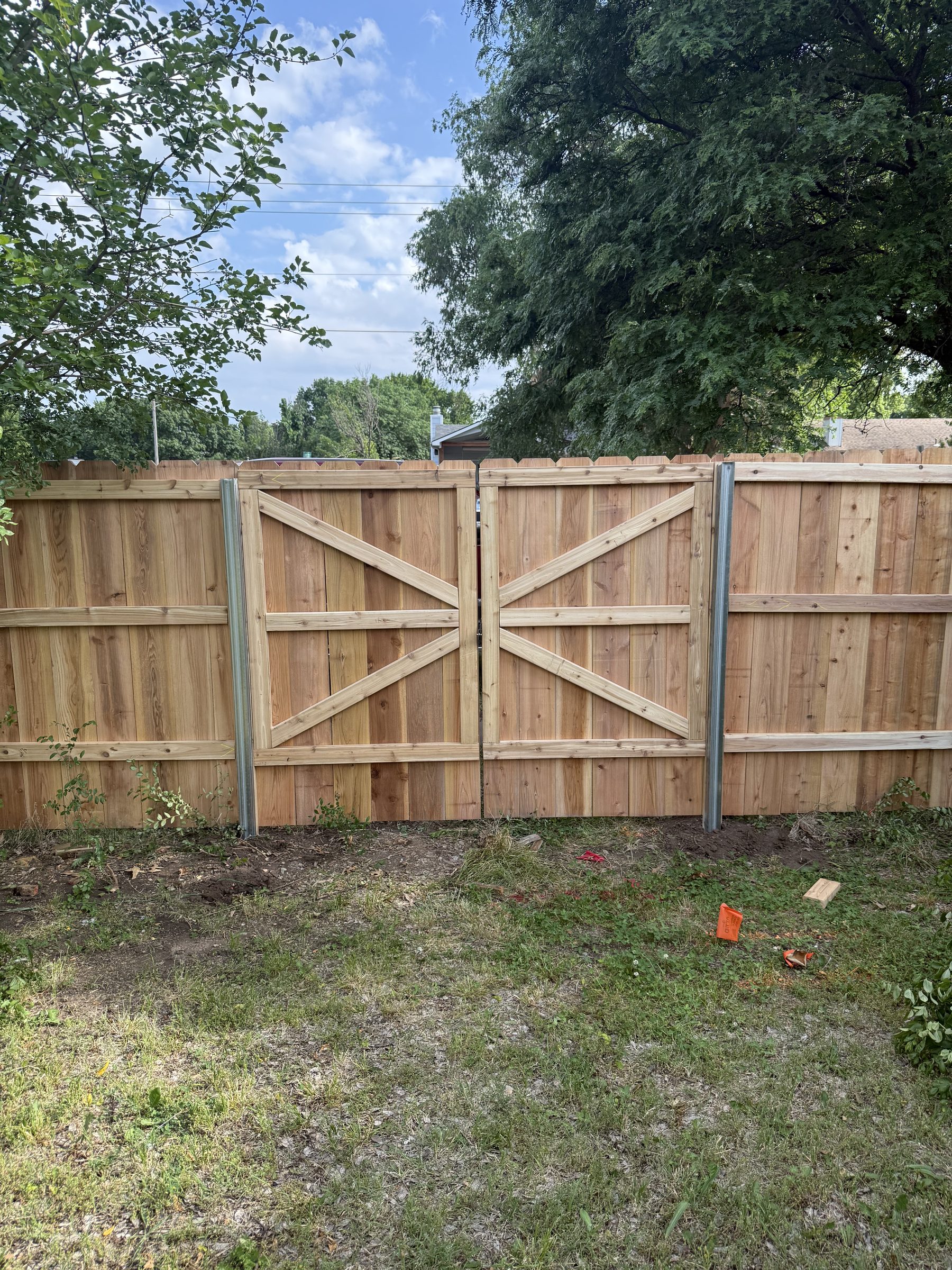 Cedar fence close-up showing board quality